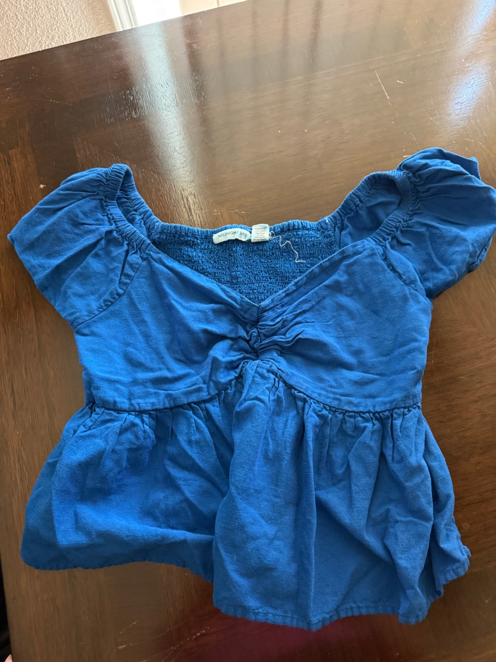 Blue Women's Short Sleeve Peplum Top